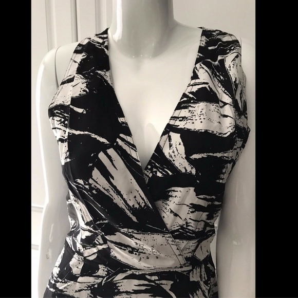 NEW $1490 Yigal Azrouel Print‎ Wrap Midi Dress in Black/White [SZ 8 ] - Picture 3 of 8
